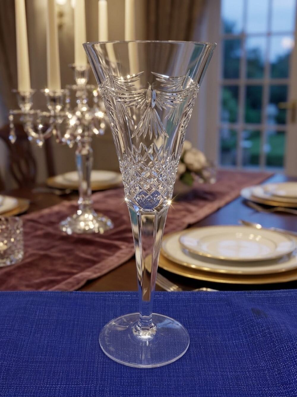 Waterford Crystal Millennium Collection Peace Champagne Flutes 9.25 VTG